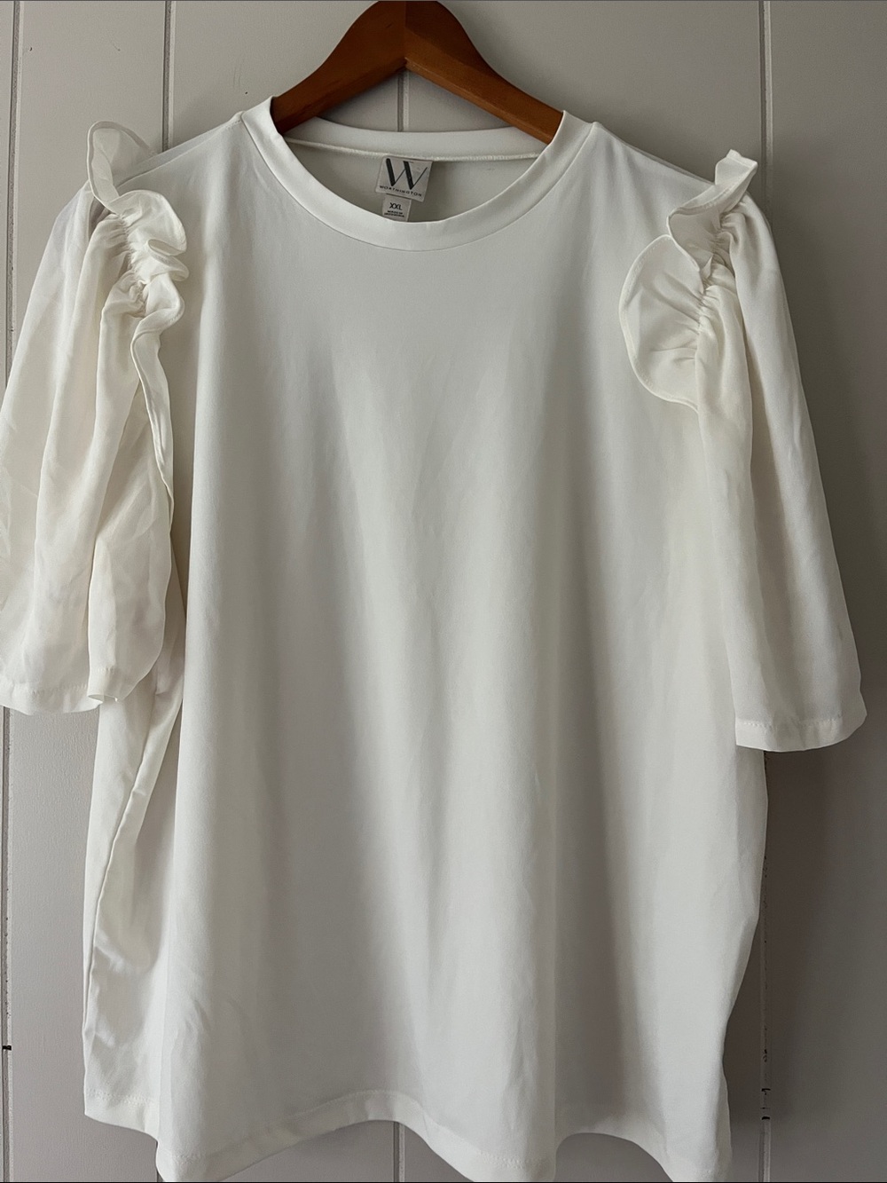 Wood Wood White Ruffle-Sleeve Short-Sleeve Tee
